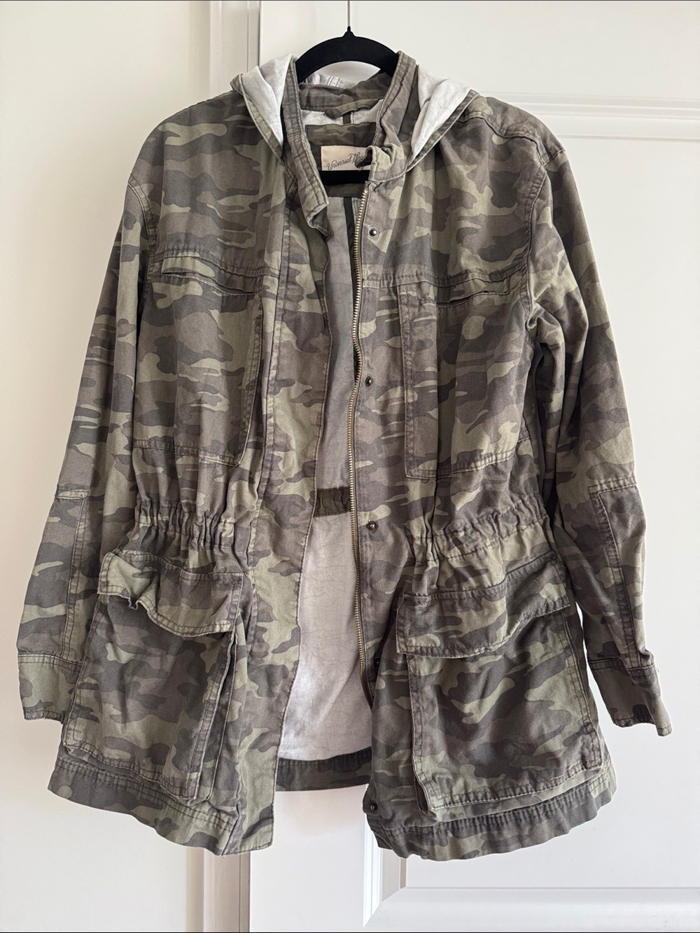 Universal Thread Green and Gray Camo Hooded Utility Jacket